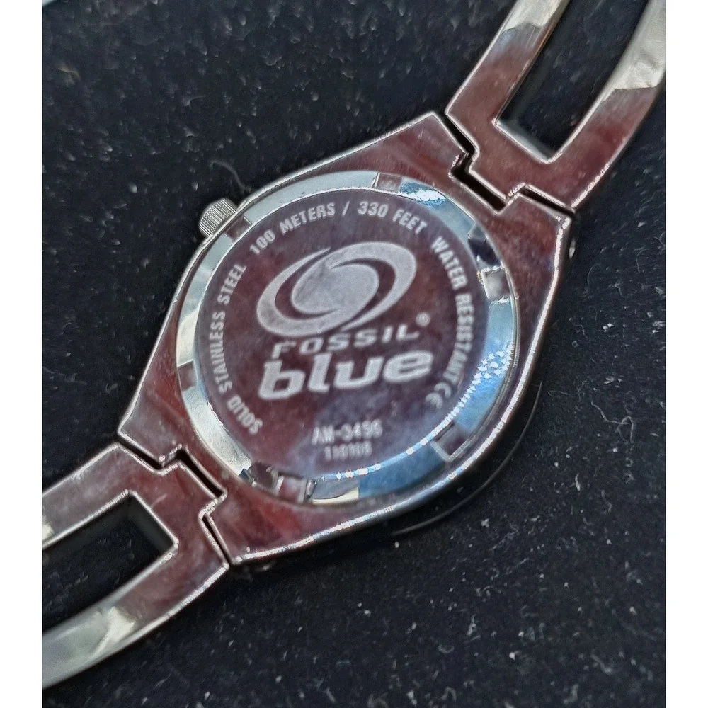 Fossil Blue AM-3496 Stainless Steel Crystal Watch Blue Dial 30mm [GNP016118]